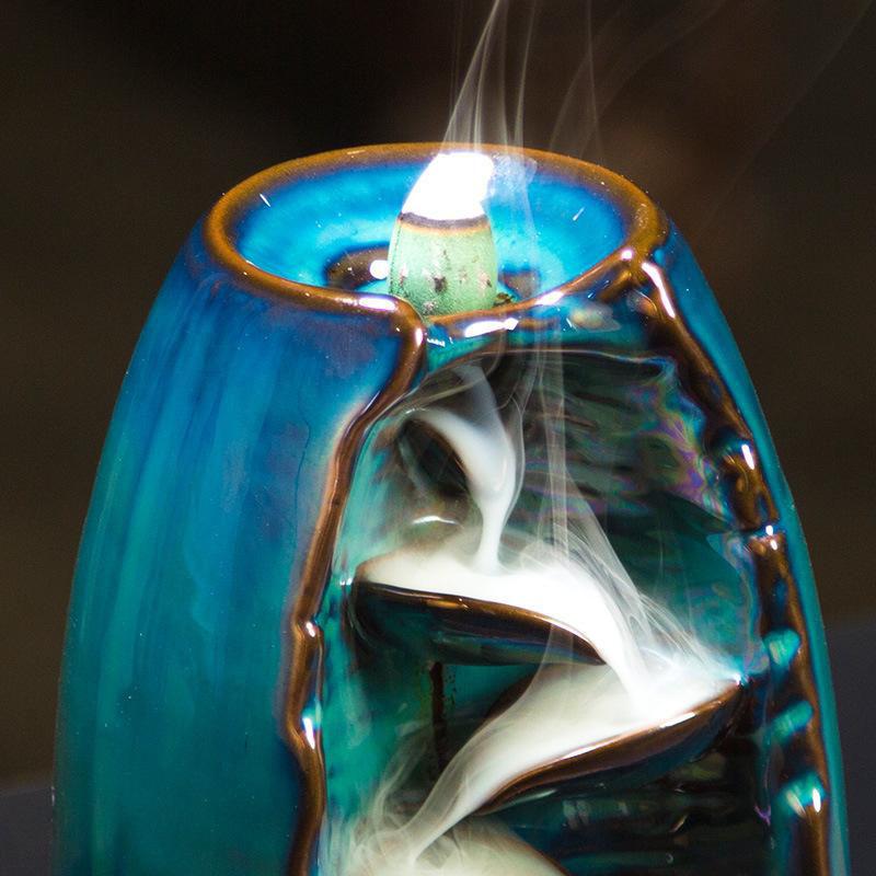 Räucherwasserfall Weihrauchbrenner mit Rückfluss im Bergfluss-Design - Incense Burner - TaoTempel