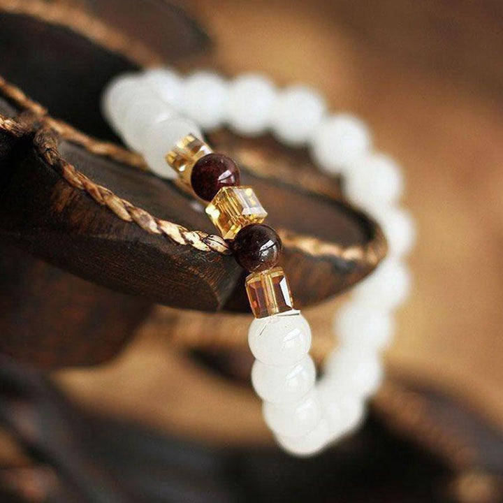 Naturweißes Chalcedon Armband - Für Positivität - Bracelet - TaoTempel
