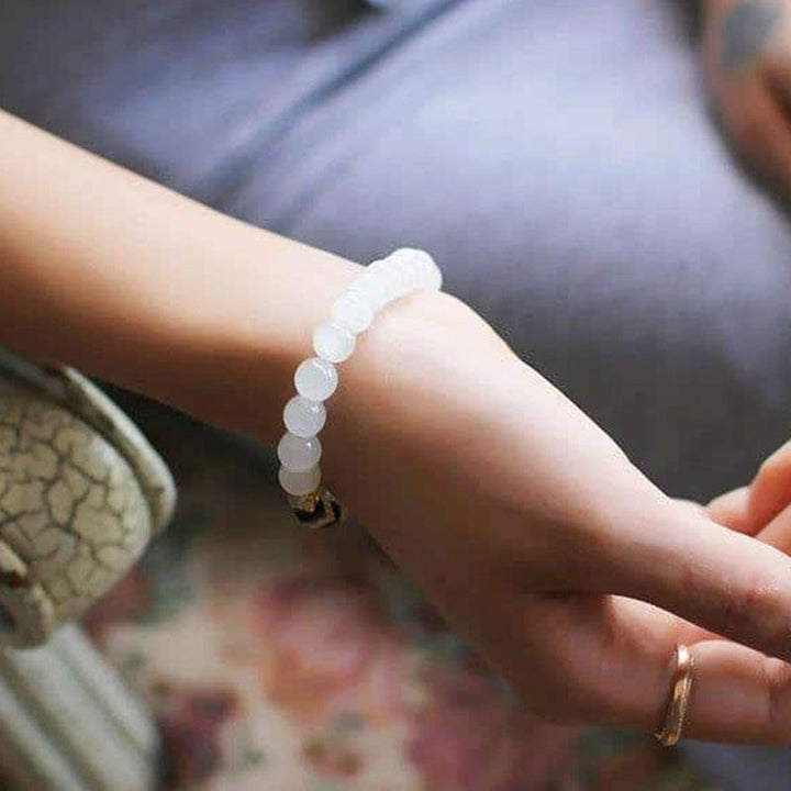 Naturweißes Chalcedon Armband - Für Positivität - Bracelet - TaoTempel