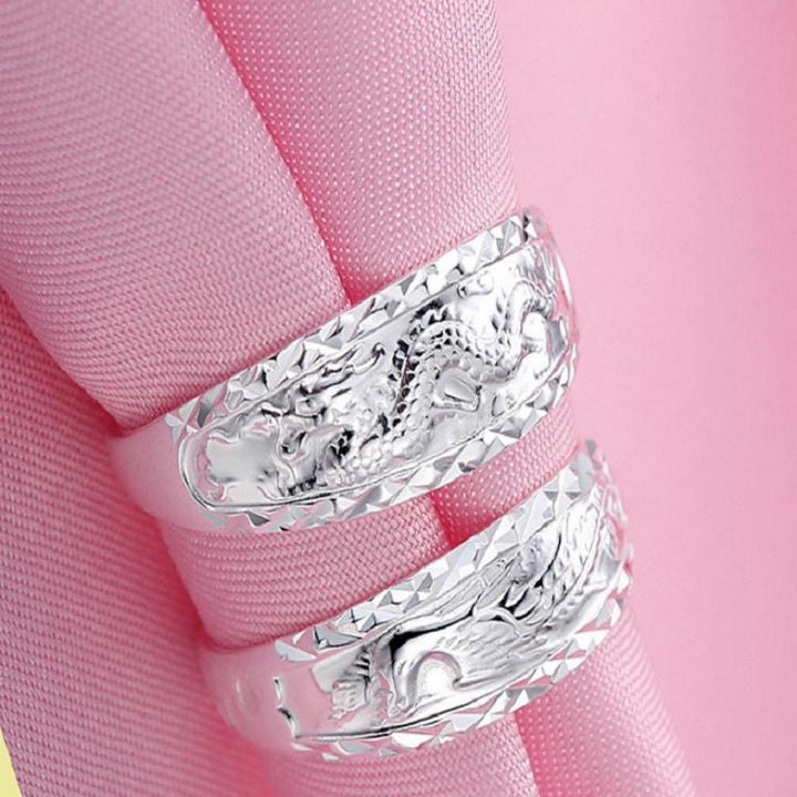 Paar Ringe mit silbernen Drachen & Phoenix - Ring - TaoTempel