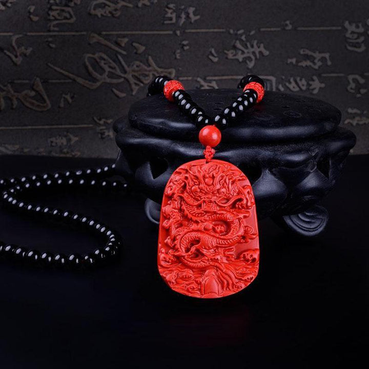 Roter Zinnober Drachen Halskette - Glück & Wohlstand - Necklace - TaoTempel