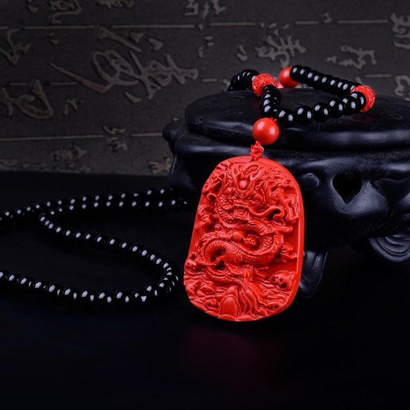 Roter Zinnober Drachen Halskette - Glück & Wohlstand - Necklace - TaoTempel