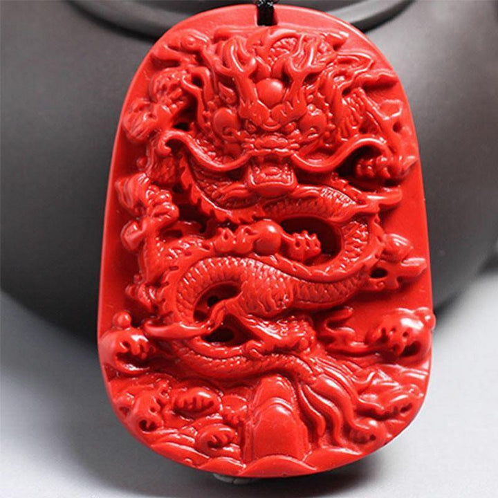 Roter Zinnober Drachen Halskette - Glück & Wohlstand - Necklace - TaoTempel