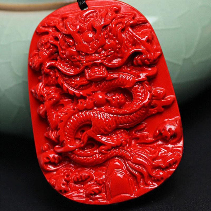 Roter Zinnober Drachen Halskette - Glück & Wohlstand - Necklace - TaoTempel