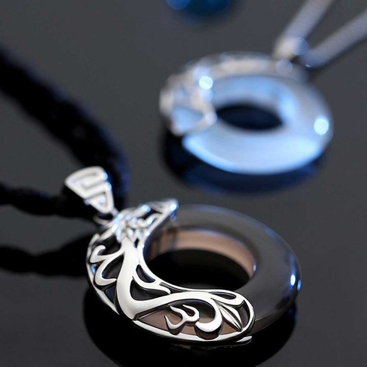 Drachen und Phönix Paar Halskette - Obsidian & Opal Anhänger zum Schutz - Necklace - TaoTempel