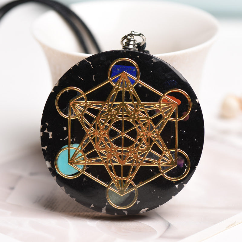 Schwarze Turmalin Metatron Würfel Orgonit Schutz Halskette - Necklace - TaoTempel