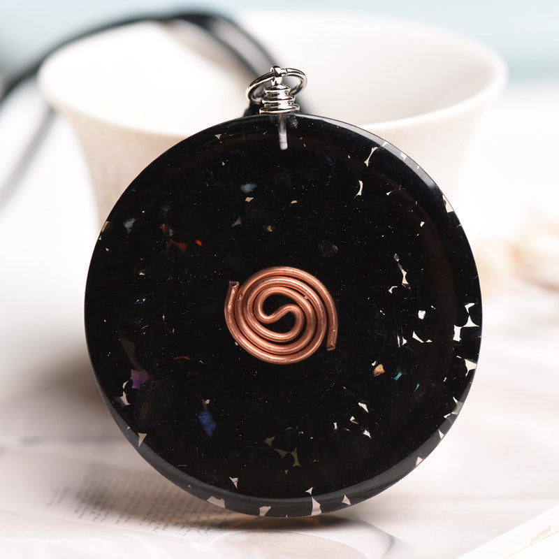 Schwarze Turmalin Metatron Würfel Orgonit Schutz Halskette - Necklace - TaoTempel