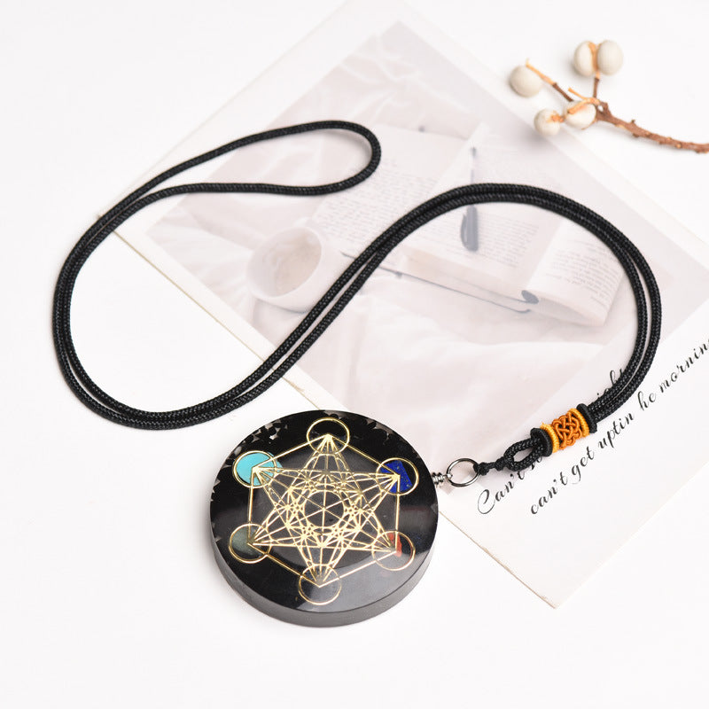 Schwarze Turmalin Metatron Würfel Orgonit Schutz Halskette - Necklace - TaoTempel