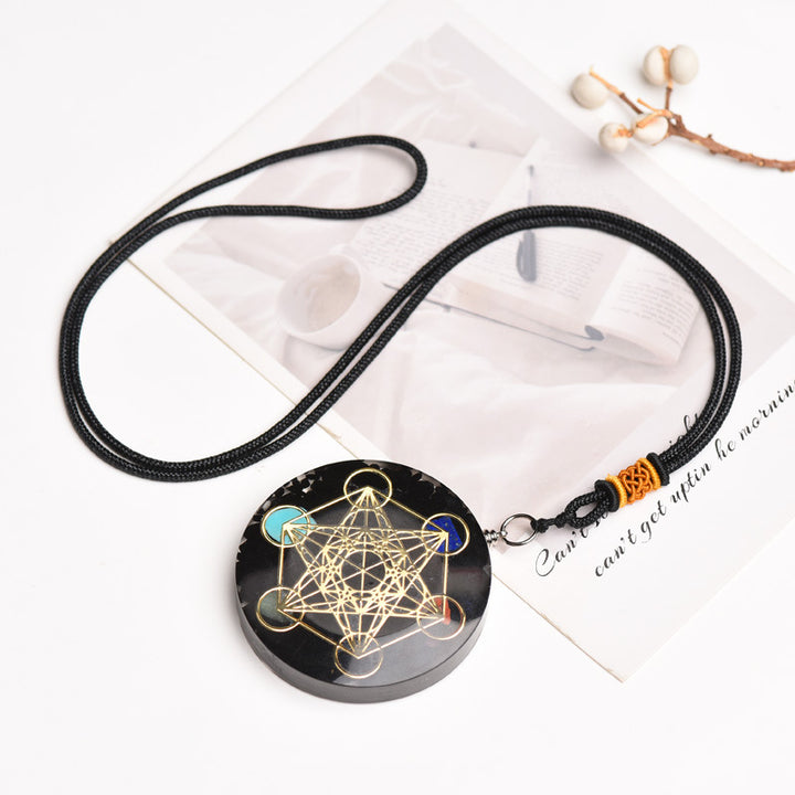 Schwarze Turmalin Metatron Würfel Orgonit Schutz Halskette - Necklace - TaoTempel