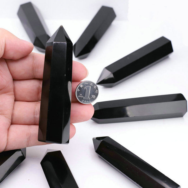 Schwarzer Obsidian Heilkristall Obelisk - Schutz Kristall - Stones & Crystals - TaoTempel