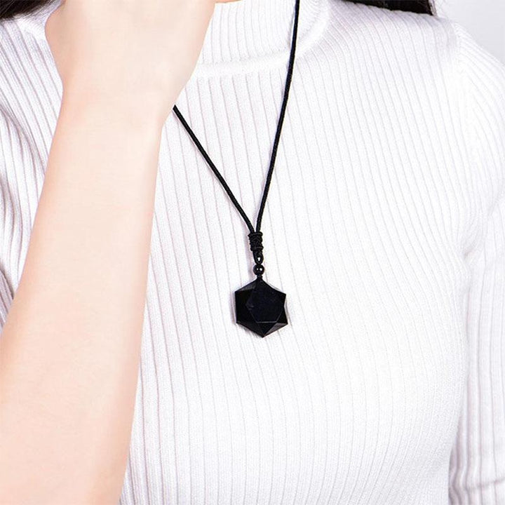 Schwarzer Obsidian Talisman - Halskette für Schutz - Necklace - TaoTempel