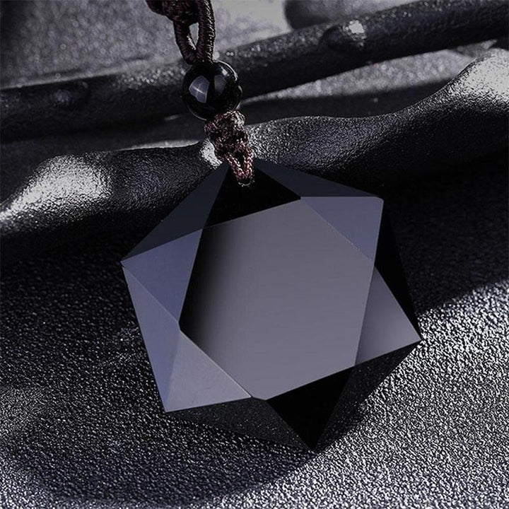 Schwarzer Obsidian Talisman - Halskette für Schutz - Necklace - TaoTempel