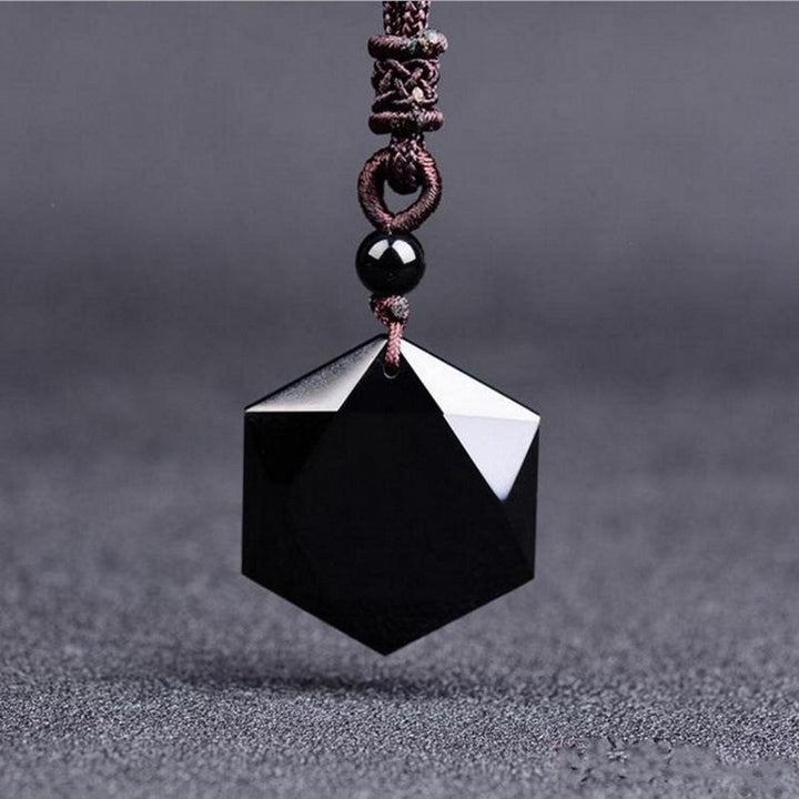 Schwarzer Obsidian Talisman - Halskette für Schutz - Necklace - TaoTempel