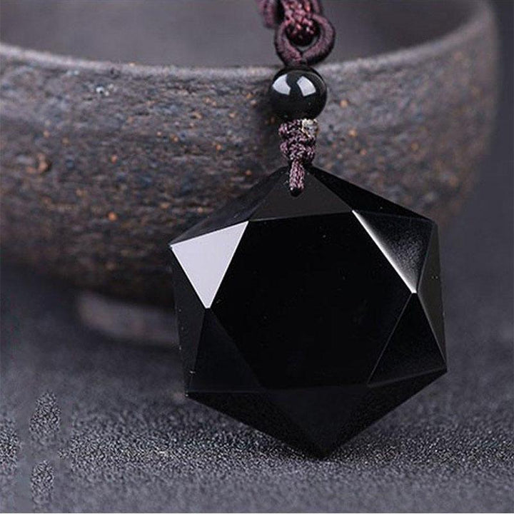 Schwarzer Obsidian Talisman - Halskette für Schutz - Necklace - TaoTempel