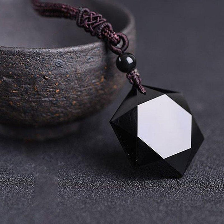 Schwarzer Obsidian Talisman - Halskette für Schutz - Necklace - TaoTempel