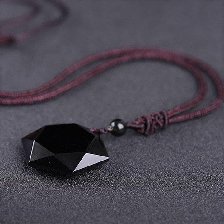 Schwarzer Obsidian Talisman - Halskette für Schutz - Necklace - TaoTempel