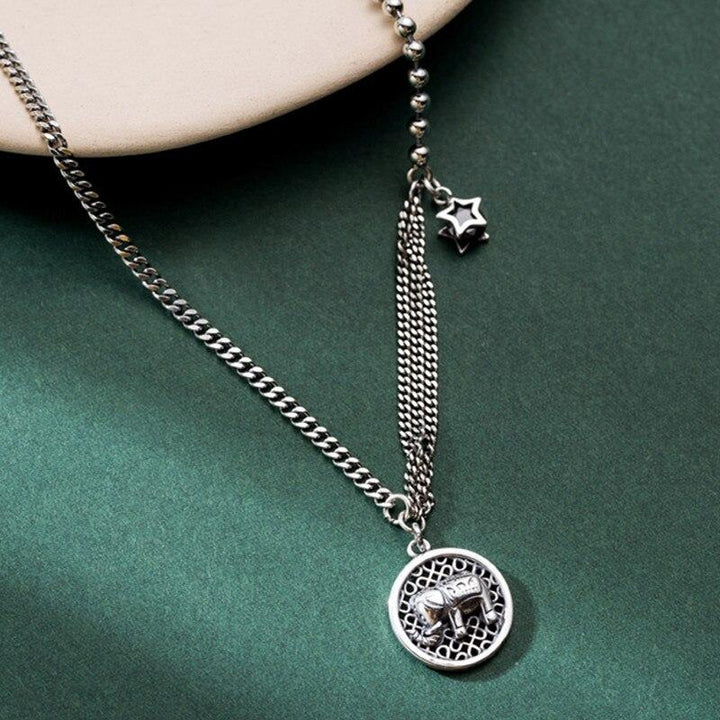 Silberne Elefanten Halskette - Glücksbringer - Necklace - TaoTempel