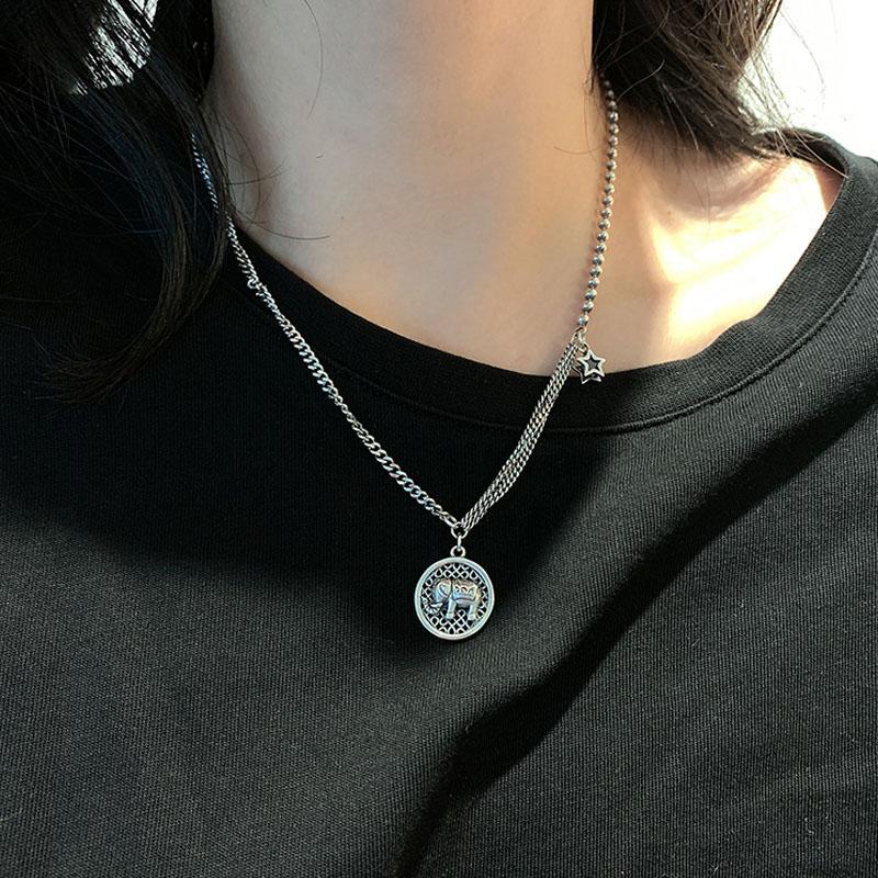 Silberne Elefanten Halskette - Glücksbringer - Necklace - TaoTempel