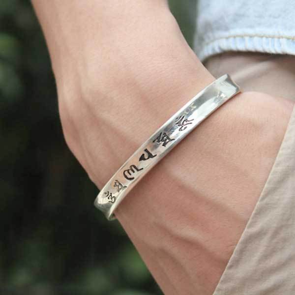 Tibetischer Mantra Armreif mit Herzsutra - Silber - Bracelet - TaoTempel