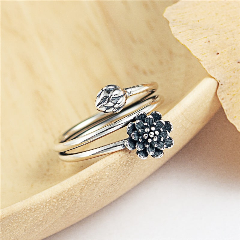 Silberner Lotus Ring - Ring - TaoTempel