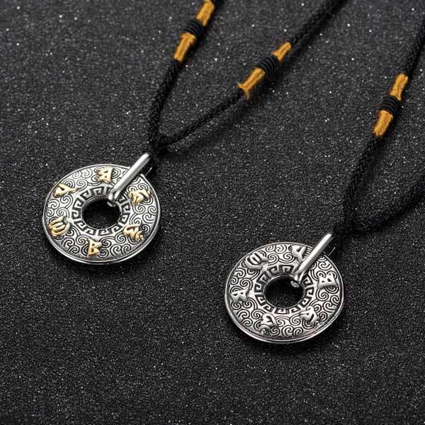Tibetanische Mani Mantra Münz Halskette - Om Mani Padme Hum - Necklace - TaoTempel