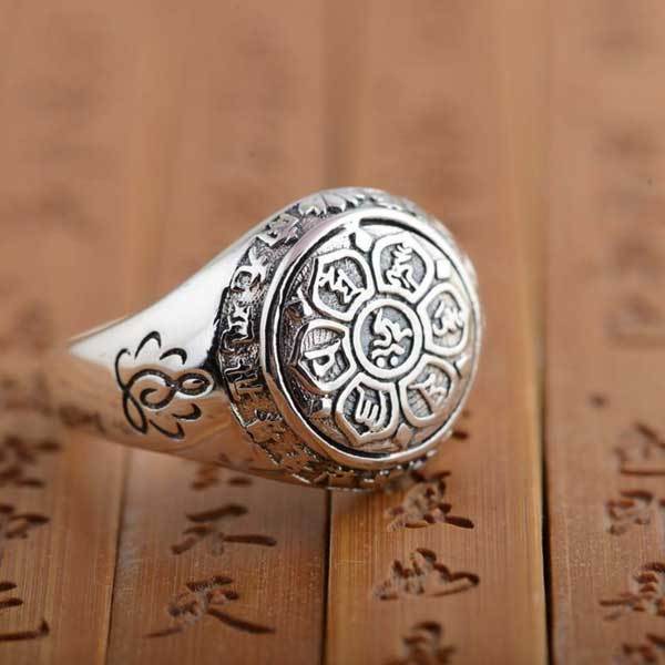 Lotus Mantra Ring – Om Mani Padme Hum - Silber, Gold - Ring - TaoTempel
