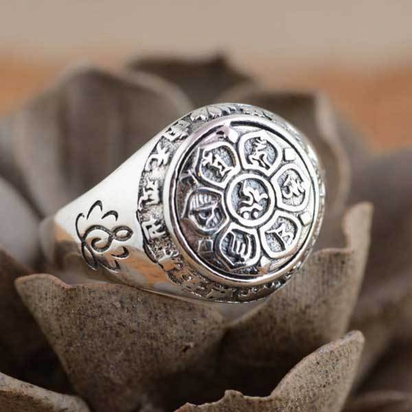 Lotus Mantra Ring – Om Mani Padme Hum - Silber, Gold - Ring - TaoTempel