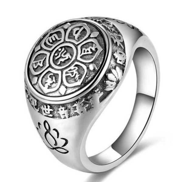 Lotus Mantra Ring – Om Mani Padme Hum - Silber, Gold - Ring - TaoTempel
