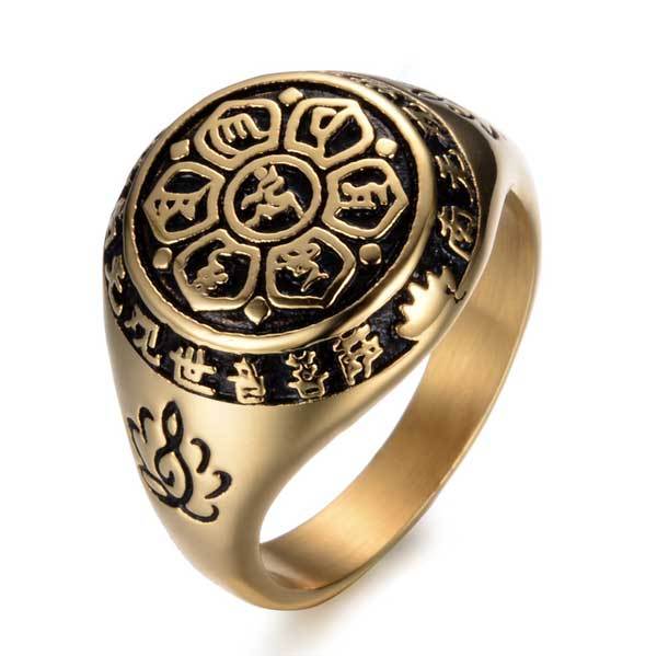 Lotus Mantra Ring – Om Mani Padme Hum - Silber, Gold - Ring - TaoTempel