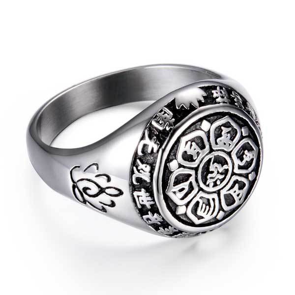 Lotus Mantra Ring – Om Mani Padme Hum - Silber, Gold - Ring - TaoTempel
