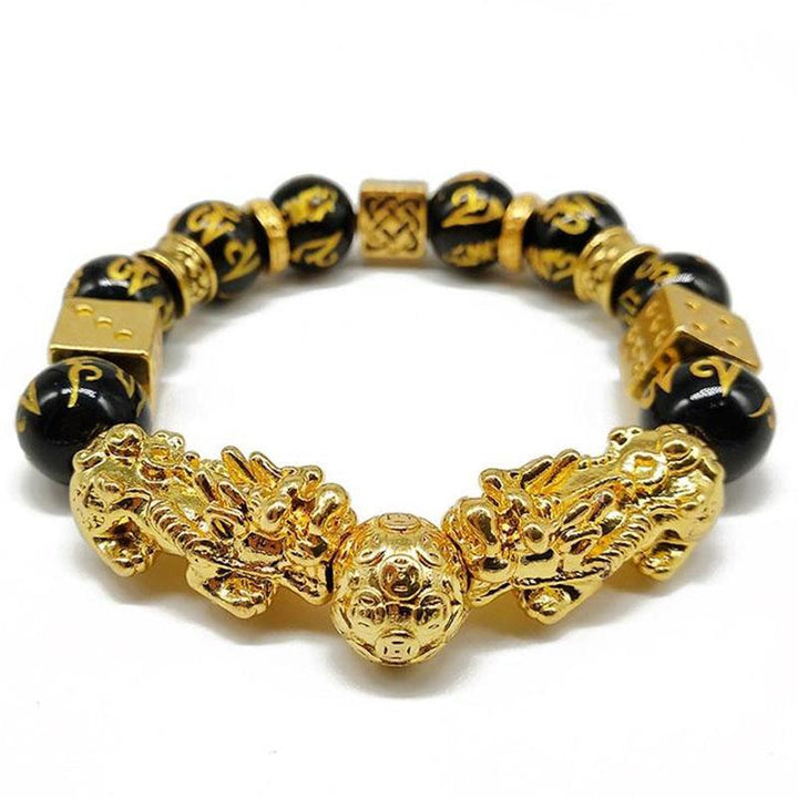 Doppelter Pixiu Wohlstandsarmband vergoldet - Für Reichtum - Bracelet - TaoTempel