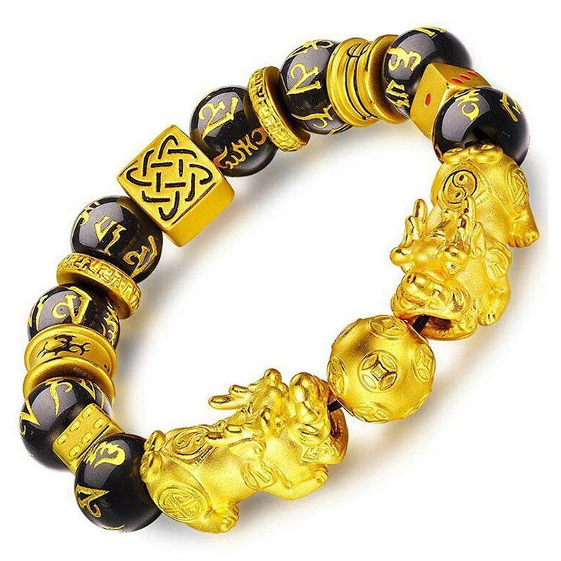Doppelter Pixiu Wohlstandsarmband vergoldet - Für Reichtum - Bracelet - TaoTempel