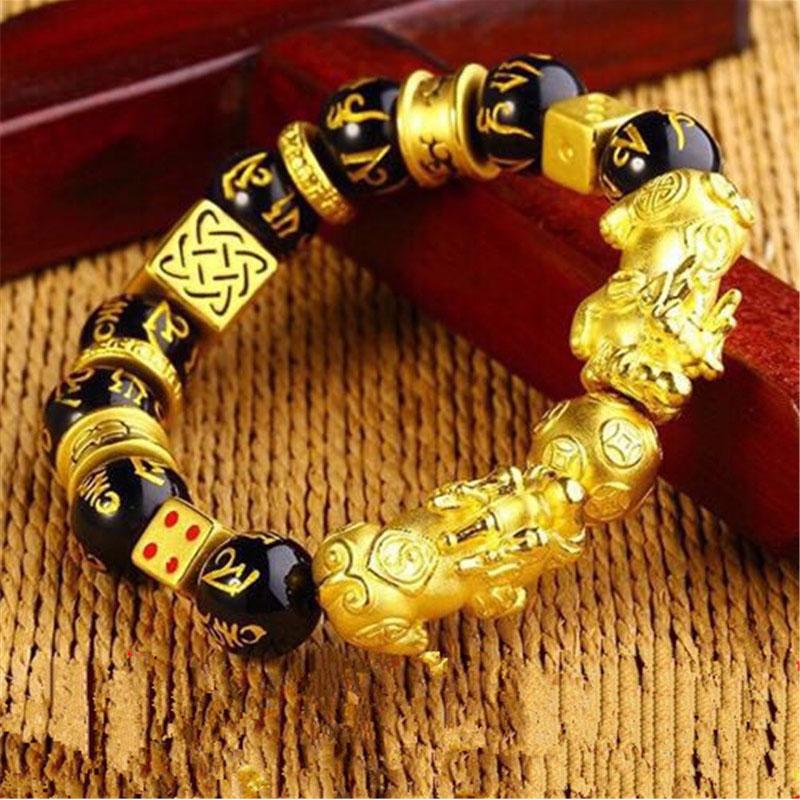 Doppelter Pixiu Wohlstandsarmband vergoldet - Für Reichtum - Bracelet - TaoTempel