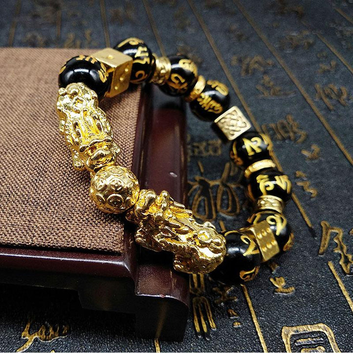 Doppelter Pixiu Wohlstandsarmband vergoldet - Für Reichtum - Bracelet - TaoTempel
