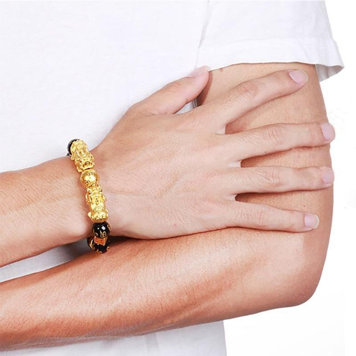 Doppelter Pixiu Wohlstandsarmband vergoldet - Für Reichtum - Bracelet - TaoTempel