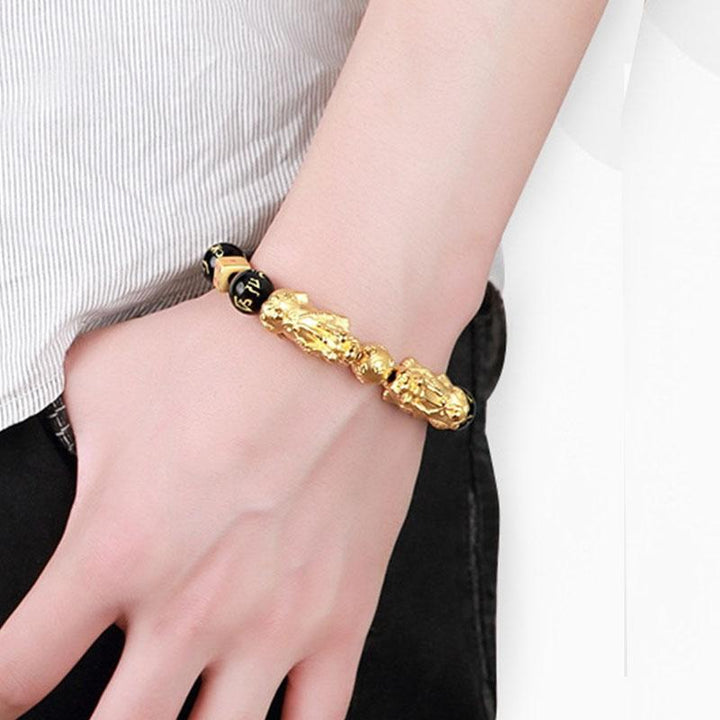 Doppelter Pixiu Wohlstandsarmband vergoldet - Für Reichtum - Bracelet - TaoTempel