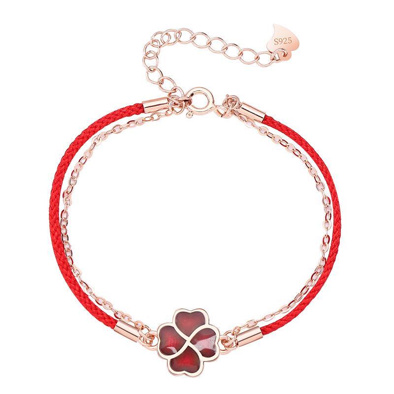 Vierblättriges Kleeblatt Armband - Glücksbringer - Bracelet - TaoTempel