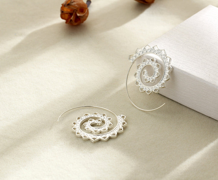 Spiralförmige Hippie Ohrringe - Große Statement Ohrringe - Earrings - TaoTempel
