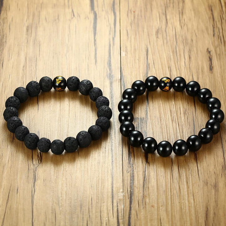 Achat & Lavastein Armband Set - Erdend & schützend - Bracelet - TaoTempel