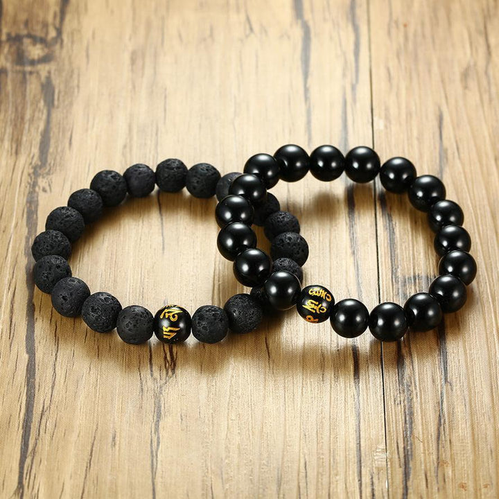 Achat & Lavastein Armband Set - Erdend & schützend - Bracelet - TaoTempel