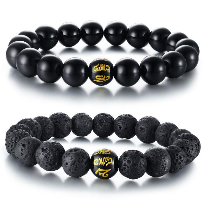 Achat & Lavastein Armband Set - Erdend & schützend - Bracelet - TaoTempel