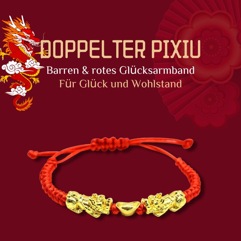 Doppelter Pixiu Barren & rotes Glücksarmband - Bracelet - TaoTempel