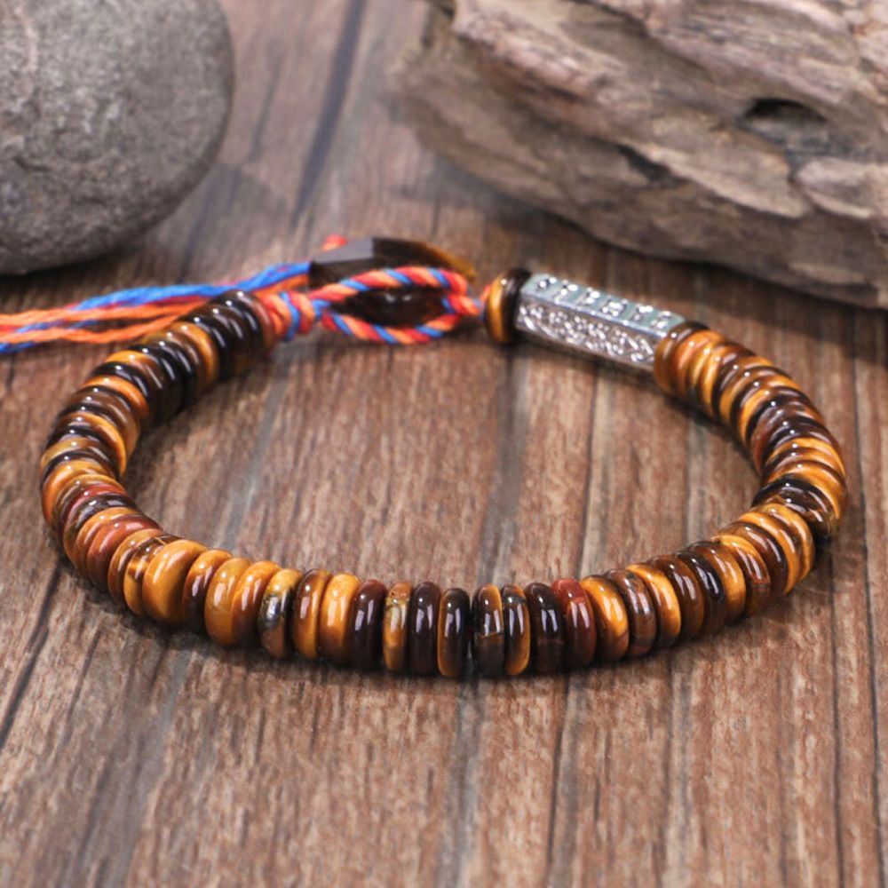 Tigerauge Tibet Mantra-Armband – für Schutz & spirituelles Wachstum - Bracelet - TaoTempel