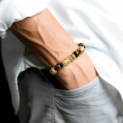 Feng Shui Pixiu Schwarzer Obsidian Armband - für Glück & Wohlstand - Bracelet - TaoTempel