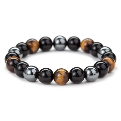 Armband für dreifachen Schutz - Tigerauge, Obsidian, Hämatit - Bracelet - TaoTempel