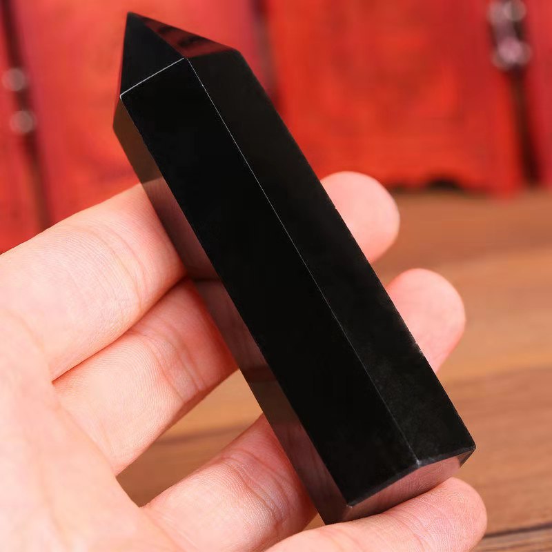Schwarzer Obsidian Heilkristall Obelisk - Schutz Kristall - Stones & Crystals - TaoTempel